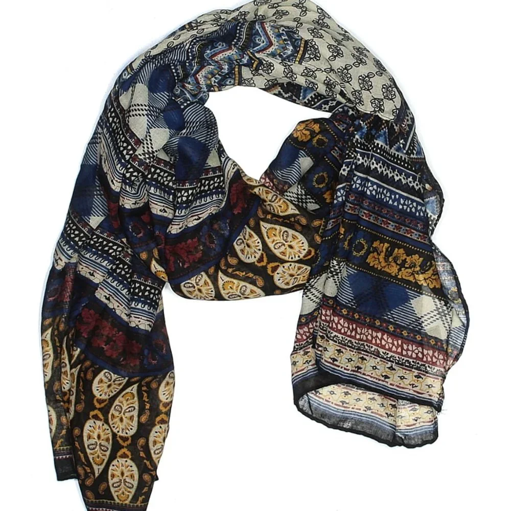 Gold Coast Womens Soft & Sheer Multi Pattern Lightweight Scarf SH3 Navy 70
